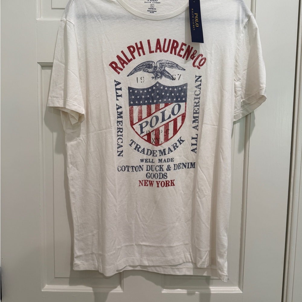 Polo by Ralph Lauren, Men’s Short Sleeve Tee with Americana Design, L, NWT